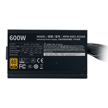 Cooler Master 600W - G600 Gold - MPW-6001-ACAAG-NL - Bulk