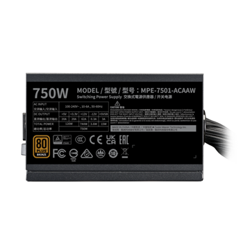 Cooler Master 750W - MWE Bronze 750 V3 - MPE-7501-ACAAW-3BEU - 80+ Bronze ATX3.1 - Fekete Tápegység 