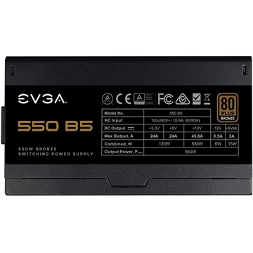 EVGA 550 B5, 80+ Bronze 550W, Fully Modular