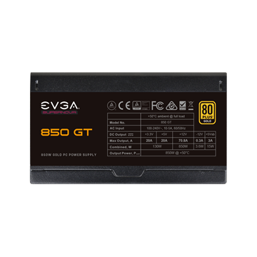 EVGA SuperNOVA 850 GT, 80 Plus Gold 850W, Fully Modular