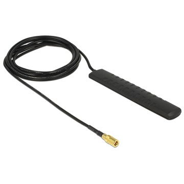 Delock 89497 DAB+ DVB-T2 Antenna SMB Plug 20 dBi active omnidirectional black adhesive mounting