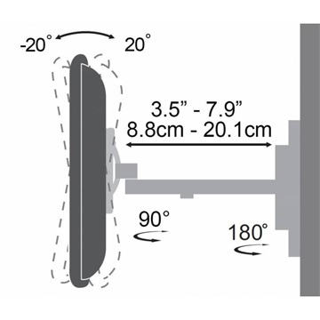 SBOX LCD-441 23"-55" dönthető, forgatható karos fali konzol