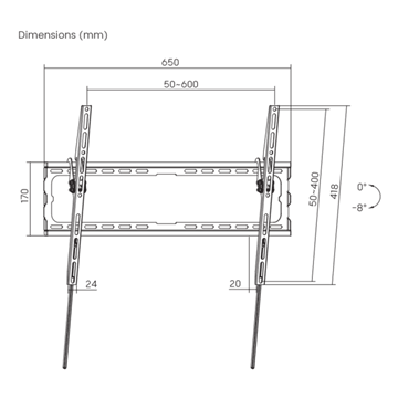 SBOX PLB-3446T-2 37"-80" dönthető fali konzol