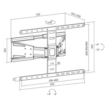 SBOX PLB-79464 43"-90" dönthető fali konzol