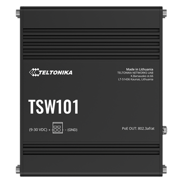 Teltonika 5 portos Gigabit PoE switch, 4 PoE port, 60W, 12/24V