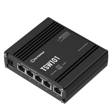 Teltonika 5 portos Gigabit PoE switch, 4 PoE port, 60W, 12/24V