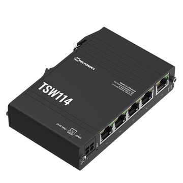 Teltonika 5 portos, kompakt Gigabit switch, DIN sínre szerelhető