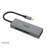 Akasa - USB3.2  3 portos kártyaolvasó - AK-CR-09BK - Szürke