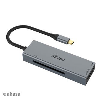 Akasa - USB3.2  3 portos kártyaolvasó - AK-CR-09BK - Szürke