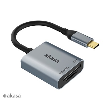 Akasa - USB 3.2 Type-C - 2 portos kártyaolvasó - AK-CR-10BK - Fekete