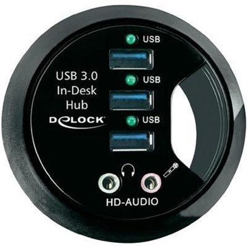 Delock 61990 USB 3.0 3 portos HD audio porttal rendelkező külső hub