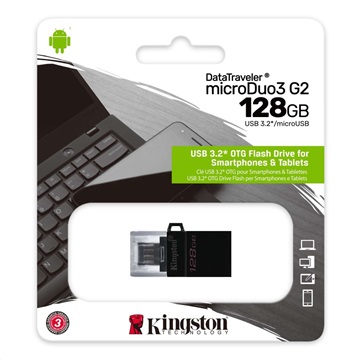 Kingston 128GB microUSB3.2 /USB3.2 A Fekete Pendrive - DTDUO3G2/128GB
