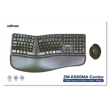 Zalman ZM-K690M Magyar Ergonomikus Billentyűzet + egér Kombó (A-típusú egérrel)