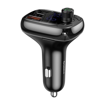 Baseus S-13 FM transzmitter, zenelejátszó, autós gyorstöltő, fekete