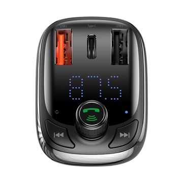 Baseus S-13 FM transzmitter, zenelejátszó, autós gyorstöltő, fekete