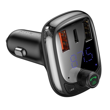 Baseus S-13 FM transzmitter, zenelejátszó, autós gyorstöltő, fekete