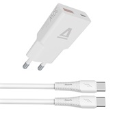 AVAX CH6413 30W GaN gyorstöltő és 60W USB-C szilikon kábel szett, fehér