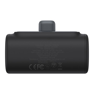 Baseus Compact gyorstöltő powerbank 5000 mAh, 20W iPhone csatlakozóval, fekete