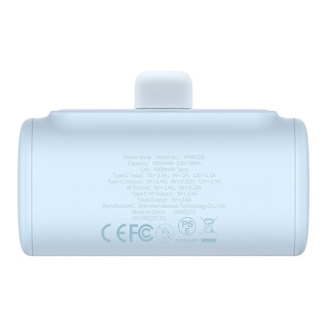 Baseus Compact gyorstöltő powerbank 5000 mAh, 20W iPhone csatlakozóval, kék