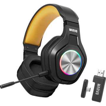 MARVO Pulz 80W vezeték nélküli fejhallgató - fekete - RGB világítás