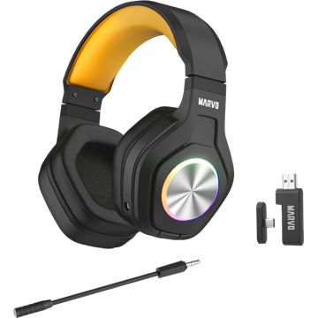 MARVO Pulz 80W vezeték nélküli fejhallgató - fekete - RGB világítás