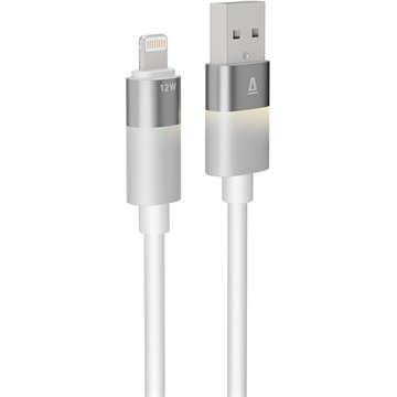 AVAX CB311 GLOWY USB-A - Lightning töltőkábel, fehér - 2m