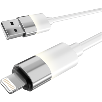 AVAX CB311 GLOWY USB-A - Lightning töltőkábel, fehér - 2m