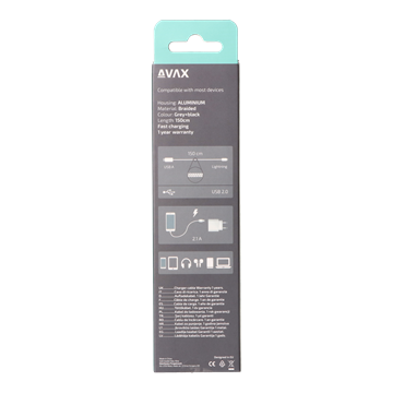 AVAX CB401G STEELY 20W USBA–Lightning töltőkábel, acélszürke - 1,5m