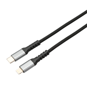 AVAX CB402G STEELY 20W USBC–Lightning töltőkábel, acélszürke - 1,5m