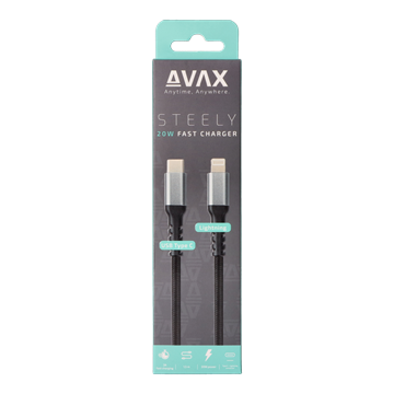 AVAX CB402G STEELY 20W USBC–Lightning töltőkábel, acélszürke - 1,5m