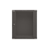 Lanberg 19" fali rack szekrény 12U/540X350, üvegajtó, lapraszerelt, fekete