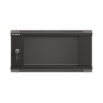 Lanberg 19" fali rack szekrény 4U/540X350 üvegajtó, lapraszerelt, fekete