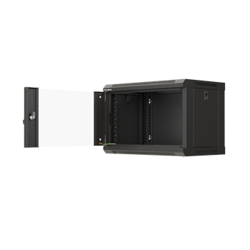 Lanberg 19" fali rack szekrény 6U/540X350 üvegajtó, lapraszerelt, fekete