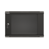Lanberg 19" fali rack szekrény 6U/540X350 üvegajtó, lapraszerelt, fekete