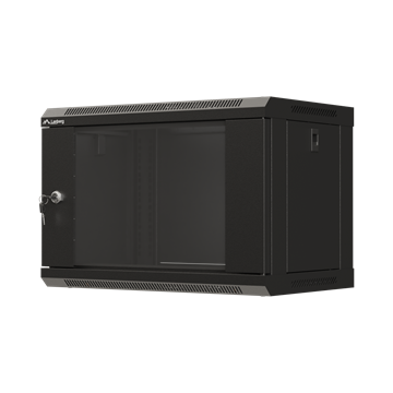 Lanberg 19" fali rack szekrény 6U/540X350 üvegajtó, lapraszerelt, fekete