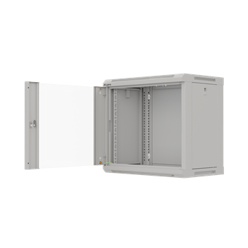Lanberg 19" fali rack szekrény 9U/540X350 üvegajtó, lapraszerelt, szürke