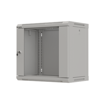 Lanberg 19" fali rack szekrény 9U/540X350 üvegajtó, lapraszerelt, szürke