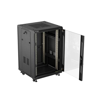 Lanberg 19" szabadon álló rack szekrény 18U/600X600 lapraszerelt, fekete