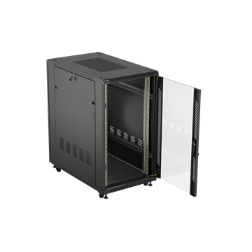 Lanberg 19" szabadon álló rack szekrény 22U/600X1000 üvegajtó, lapraszerelt, fekete
