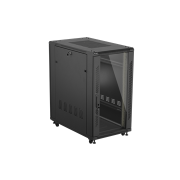 Lanberg 19" szabadon álló rack szekrény 22U/600X1000 üvegajtó, lapraszerelt, fekete