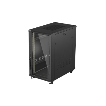 Lanberg 19" szabadon álló rack szekrény 22U/600X1000 üvegajtó, lapraszerelt, fekete