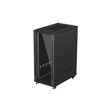Lanberg 19" szabadon álló rack szekrény 27U/600X1000 üvegajtó, lapraszerelt, fekete