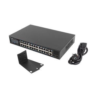 Lanberg Switch 24x 100Mb PoE+/ 2x Combo 19" rackes (360W) V2