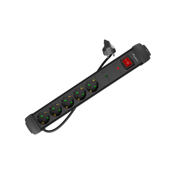 Lanberg Túlfeszültség védő elosztó, 5x Schuko aljzat, 1.5 m, fekete