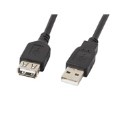 Lanberg USB-A (M/F) 2.0 kábel, 5 m, fekete