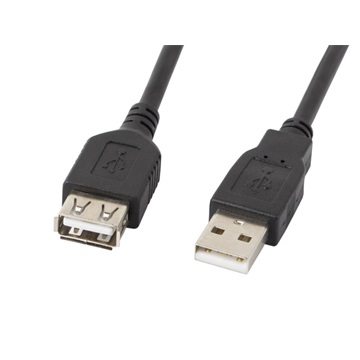 Lanberg USB-A (M/F) 2.0 kábel, 5 m, fekete