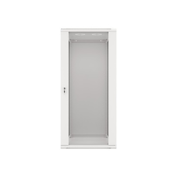 Lanberg 19" fali rack szekrény 27U/600X600 üvegajtó, lapraszerelt, szürke V2