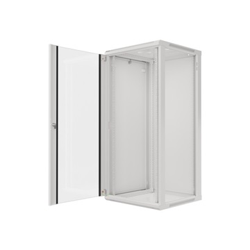 Lanberg 19" fali rack szekrény 27U/600X600 üvegajtó, lapraszerelt, szürke V2