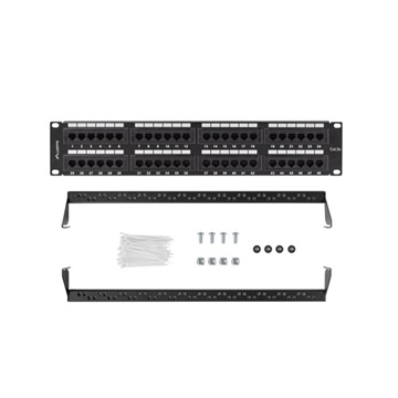 Lanberg Patch panel 48 port 2U 19" CAT.5e fekete