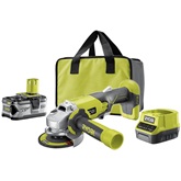 Ryobi ONE+  akkus szénkefementes sarokcsiszoló 4Ah akkuval töltővel táskában RAG18BL-1X40GP
